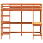 vidaXL Lit superposé avec bureau cire marron 80x200 cm bois pin massif
