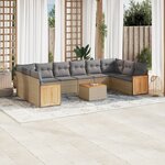 vidaXL Salon de jardin 11 Pièces avec coussins beige résine tressée