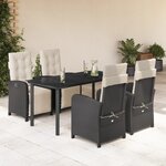 vidaXL Ensemble à manger de jardin coussins 5Pièces Noir Résine tressée