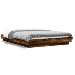 vidaXL Cadre de lit chêne fumé 120x190 cm bois d'ingénierie
