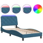 vidaXL Cadre de lit avec lumières LED bleu 80x200 cm velours