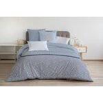 Parure de couette 220 x 240 cm : Housse de couette + 2 taies d'oreiller - 100  Coton - Bleu