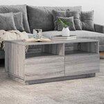 vidaXL Table basse avec lumières LED sonoma gris 90x49x40 cm
