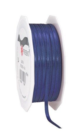 Satin double face 50-m-rouleau 3 mm bleu nuit