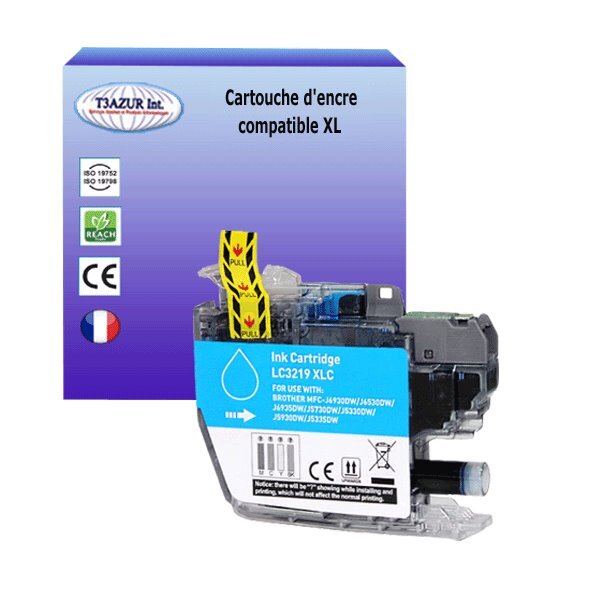 Cartouche compatible avec Brother LC3219XL pour Brother MFCJ6530DW MFCJ6535DW MFCJ6730DW MFCJ6930DW MFCJ6935DW MFCJ6935DWF Cyan – T3AZUR