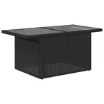 vidaXL Table de jardin dessus en verre noir 100x55x73cm résine tressée