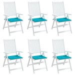 vidaXL Coussins de chaise de jardin lot de 6 turquoise 40x40x3cm tissu