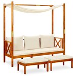 vidaXL Banc de jardin avec auvent et repose-pieds Bois d'acacia solide