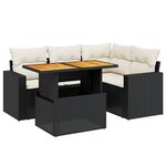 vidaXL Salon de jardin 5 Pièces avec coussins noir résine tressée