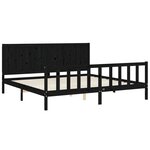 vidaXL Cadre de lit avec tête de lit noir 200x200 cm bois massif