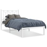 vidaXL Cadre de lit métal avec tête de lit blanc 90x200 cm