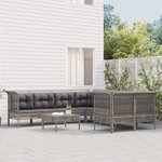 vidaXL Salon de jardin 8 Pièces avec coussins Gris Résine tressée