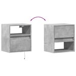 vidaXL Tables de chevet murales avec lumières LED 2 Pièces gris béton