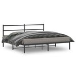 vidaXL Cadre de lit métal avec tête de lit noir 183x213 cm