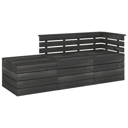 vidaXL Salon palette de jardin 3 Pièces Bois de pin massif Gris foncé