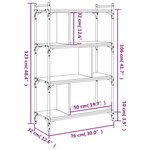 vidaXL Bibliothèque à 4 niveaux noir 76x32x123 cm bois d'ingénierie