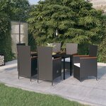 vidaXL Mobilier de salle à manger de jardin avec coussins 7 Pièces Noir