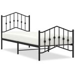 vidaXL Cadre de lit métal avec tête de lit/pied de lit noir 80x200 cm