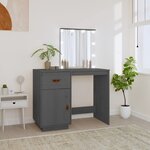 vidaXL Coiffeuse avec LED Gris 95x50x133 5 cm Bois de pin massif