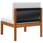 vidaXL Canapé de jardin central avec coussins en bois d'acacia et corde