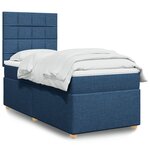 vidaXL Sommier à lattes de lit avec matelas Bleu 90x200 cm Tissu