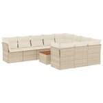 vidaXL Salon de jardin 11 Pièces avec coussins beige résine tressée
