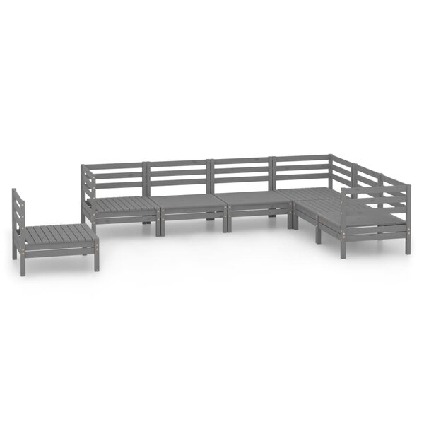 vidaXL Salon de jardin 7 Pièces Bois de pin massif Gris