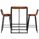 vidaXL Ensemble de bar 3 Pièces Bois massif recyclé et cuir de chèvre
