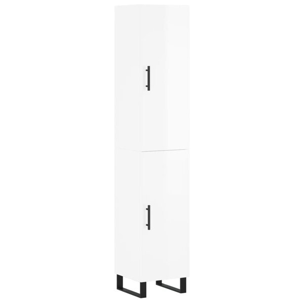 vidaXL Buffet haut Blanc brillant 34 5x34x180 cm Bois d'ingénierie