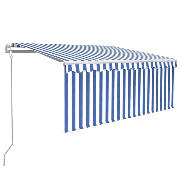 vidaXL Auvent rétractable automatique avec store 3x2 5 m Bleu et blanc
