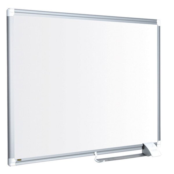 Tableau blanc Maya New Generation, surface en acier laqué, magnétique, cadre en aluminium gris, 1 200 x 900 mm