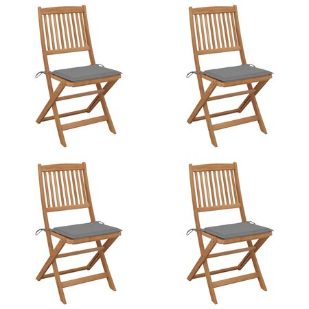 vidaXL Chaises pliables de jardin 4 Pièces avec coussins Bois d'acacia