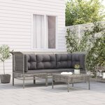 vidaXL Salon de jardin 4 Pièces avec coussins Gris Résine tressée