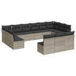 vidaXL Salon de jardin avec coussins 13 Pièces gris clair résine tressée