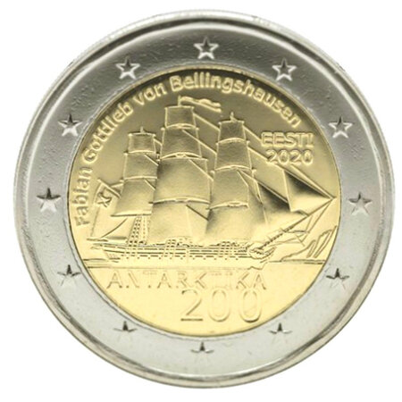 Monnaie 2 euros commémorative estonie 2020 - antarctique