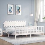 vidaXL Cadre de lit avec tête de lit blanc 200x200 cm bois massif