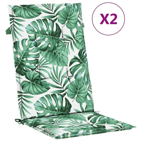 vidaXL Coussins de chaise à dossier haut lot de 2 modèle de feuille