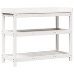 vidaXL Table de rempotage avec étagères blanc bois massif de pin