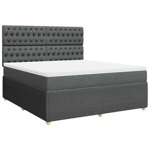 vidaXL Sommier à lattes de lit avec matelas Gris foncé 180x200cm Tissu