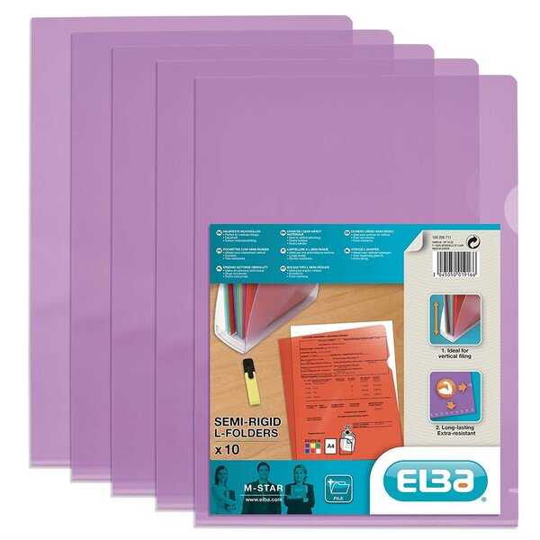 Sachet de 10 Pochette-coins M Star PVC 15/100eme Lilas ELBA