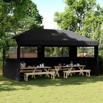 vidaXL Tente de réception pliable escamotable 3 parois latérales noir