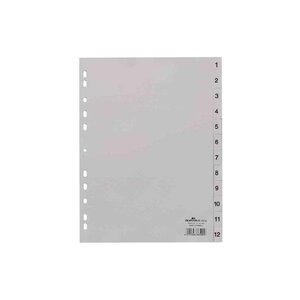 DURABLE Intercalaires en plastique chiffres A4 12 touches gris