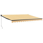 vidaXL Auvent rétractable jaune et blanc 4 5x3 m tissu et aluminium