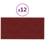 vidaXL Panneaux muraux 12 Pièces Rouge bordeaux 30x15 cm Tissu 0 54 m²