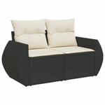 vidaXL Salon de jardin 4 Pièces avec coussins noir résine tressée