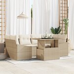 vidaXL Ensemble de canapé de jardin 7 pièces avec coussins beige en poly rattan