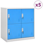vidaXL Armoires à casiers 5 Pièces Gris clair et bleu 90x45x92 5 cm Acier