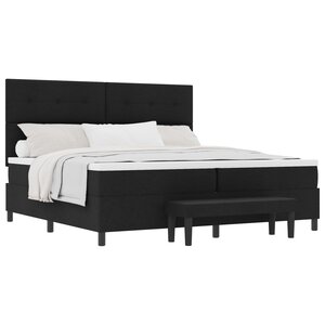 vidaXL Lit à ressort avec matelas et banc noir 200x200 cm en tissu
