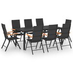 vidaXL Ensemble à manger de jardin 9 Pièces noir et marron
