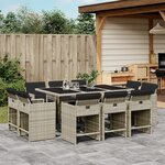 vidaXL Ensemble à manger de jardin 11Pièces avec coussins gris poly rotin